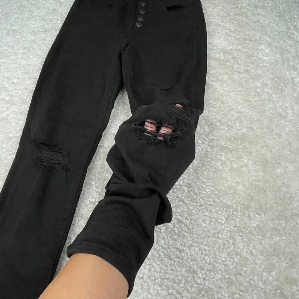 American Eagle Next Level Stretch Super Hi Rise Jegging Black Distress - Picture 6 of 11